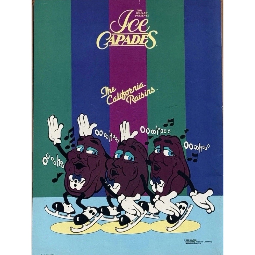 Vintage 1988 Ice Capades California Raisins Souvenir Program Book Multi 80s